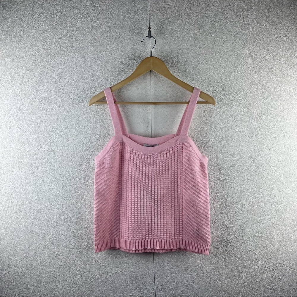 Sandy Liang l M Designer Collab Barbie Bubblegum Pink Textured Knit Sweater Tank